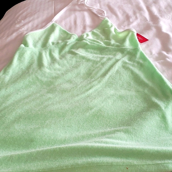 Xhilaration™ Terry Cloth Halter Cover Up Dress -Green with White Trim Size M - Picture 2 of 10